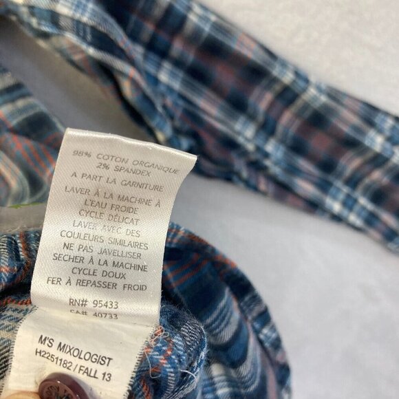 Horny Toad Mixologist Flannel Button Up Shirt Womens Size Medium M Blue Plaid - Picture 6 of 14
